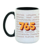 765 Area Code Mug - United State of Indiana