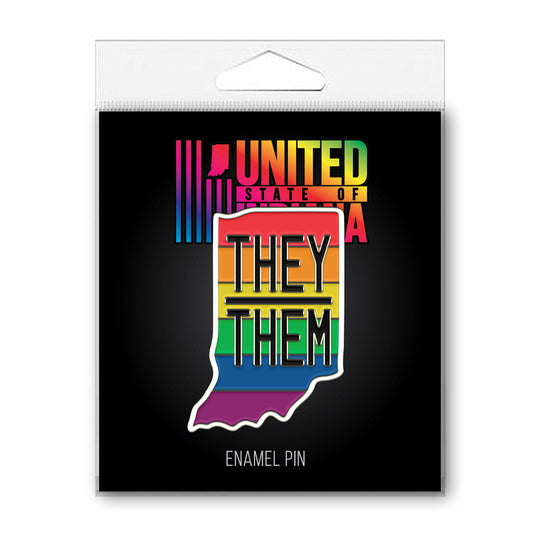 They/Them Pronoun Pin - United State of Indiana