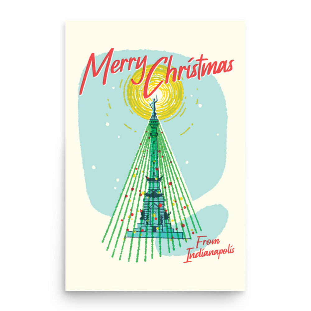 Indianapolis Monument Circle Christmas Poster - United State of Indiana