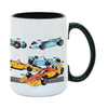 Indy Cars Through the Ages Mug