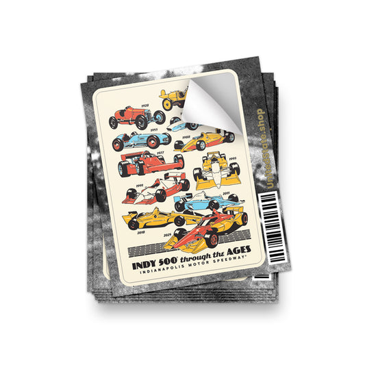 Indy Cars Through the Ages Sticker