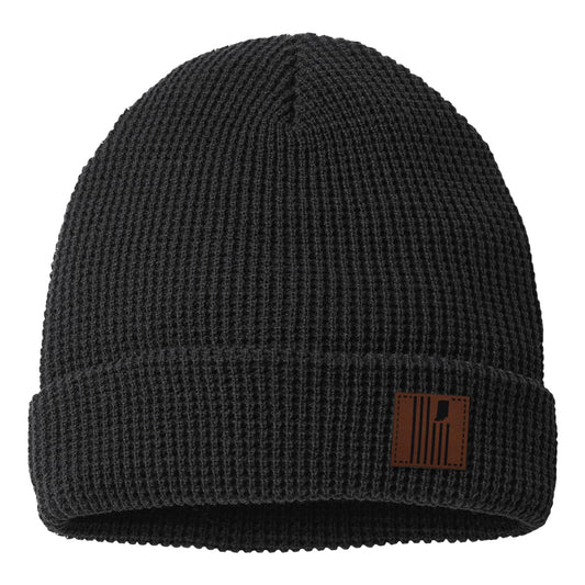 Leather USI Flag Waffle Beanie - United State of Indiana