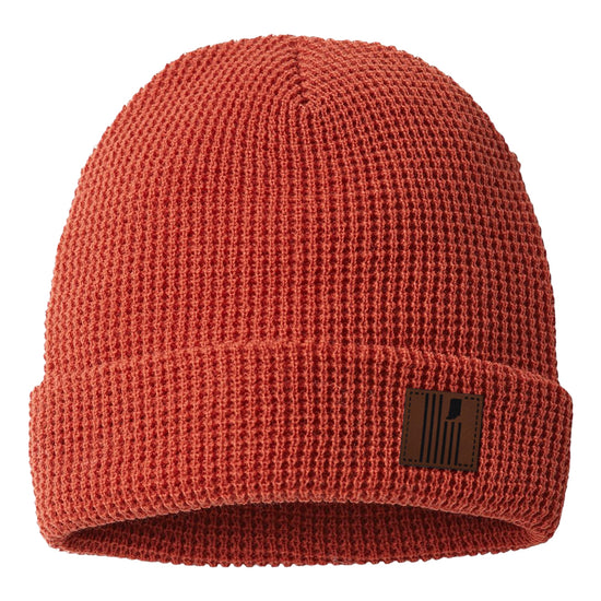 Leather USI Flag Waffle Beanie - United State of Indiana