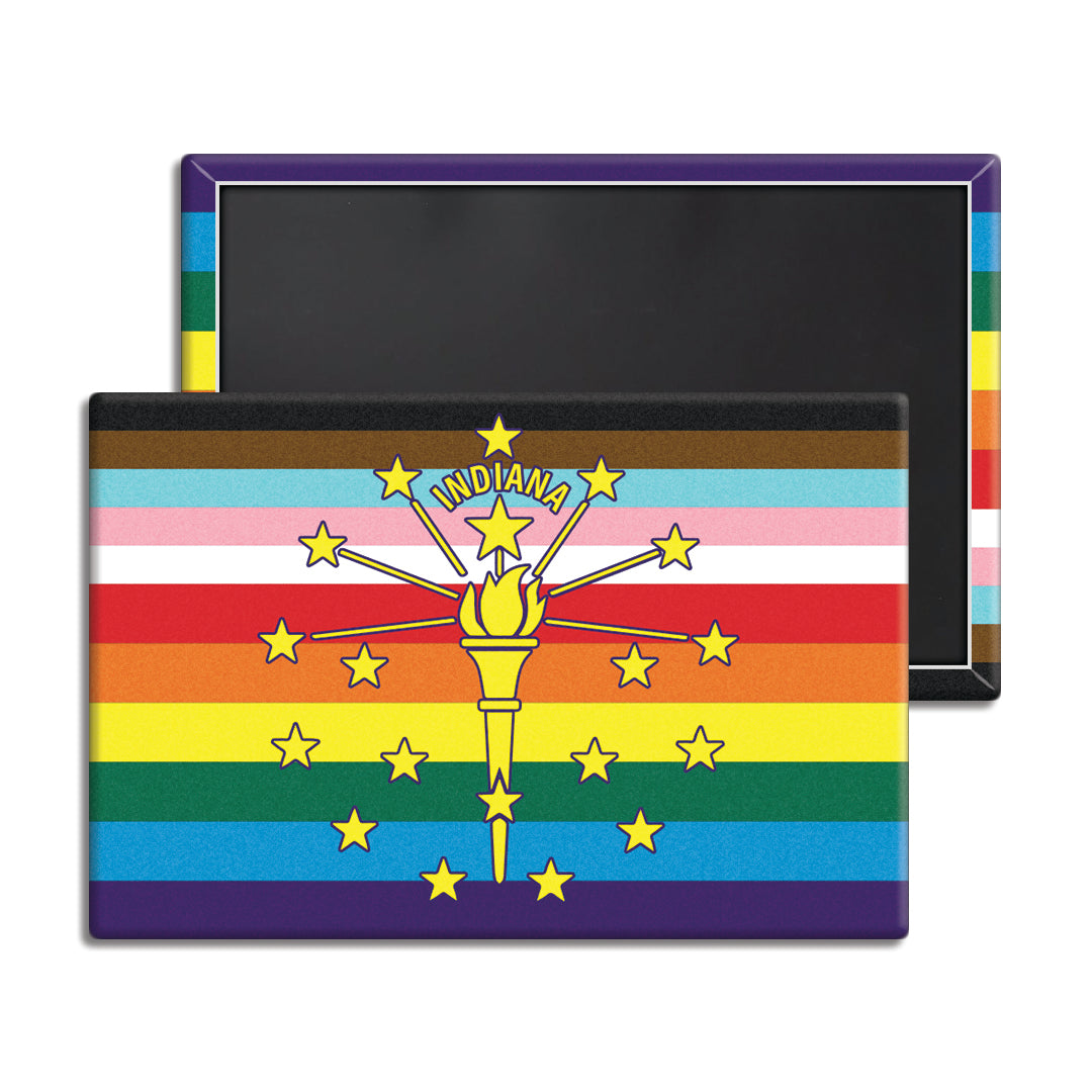 Progress Pride Torch and Stars Flag Magnet - United State of Indiana