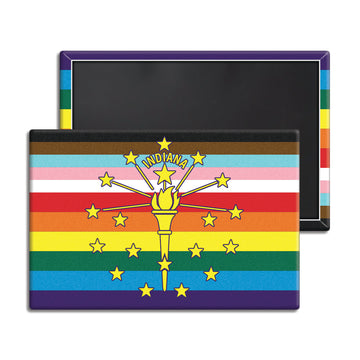 Progress Pride Torch and Stars Flag Magnet - United State of Indiana