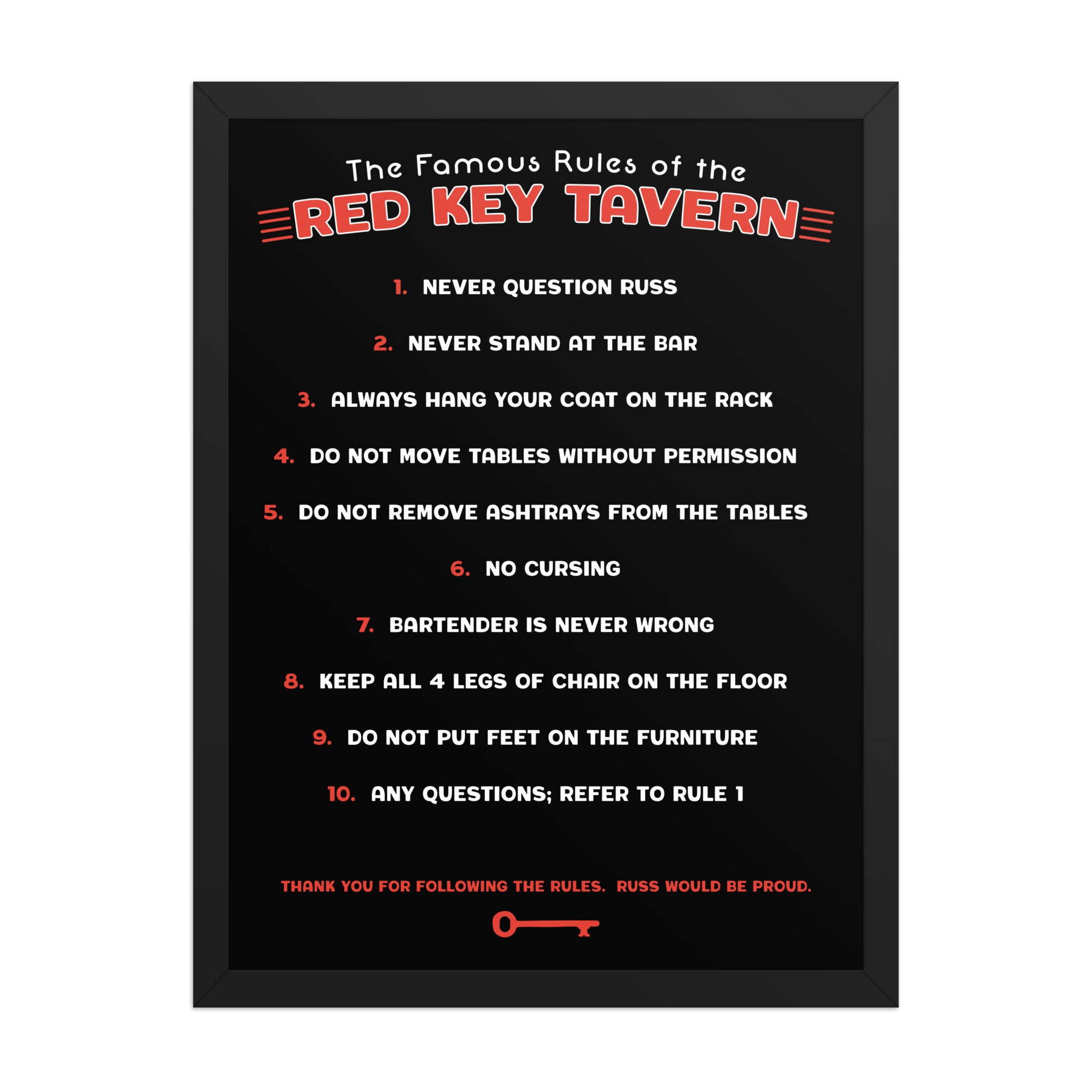 Red Key Rules Poster - United State of Indiana