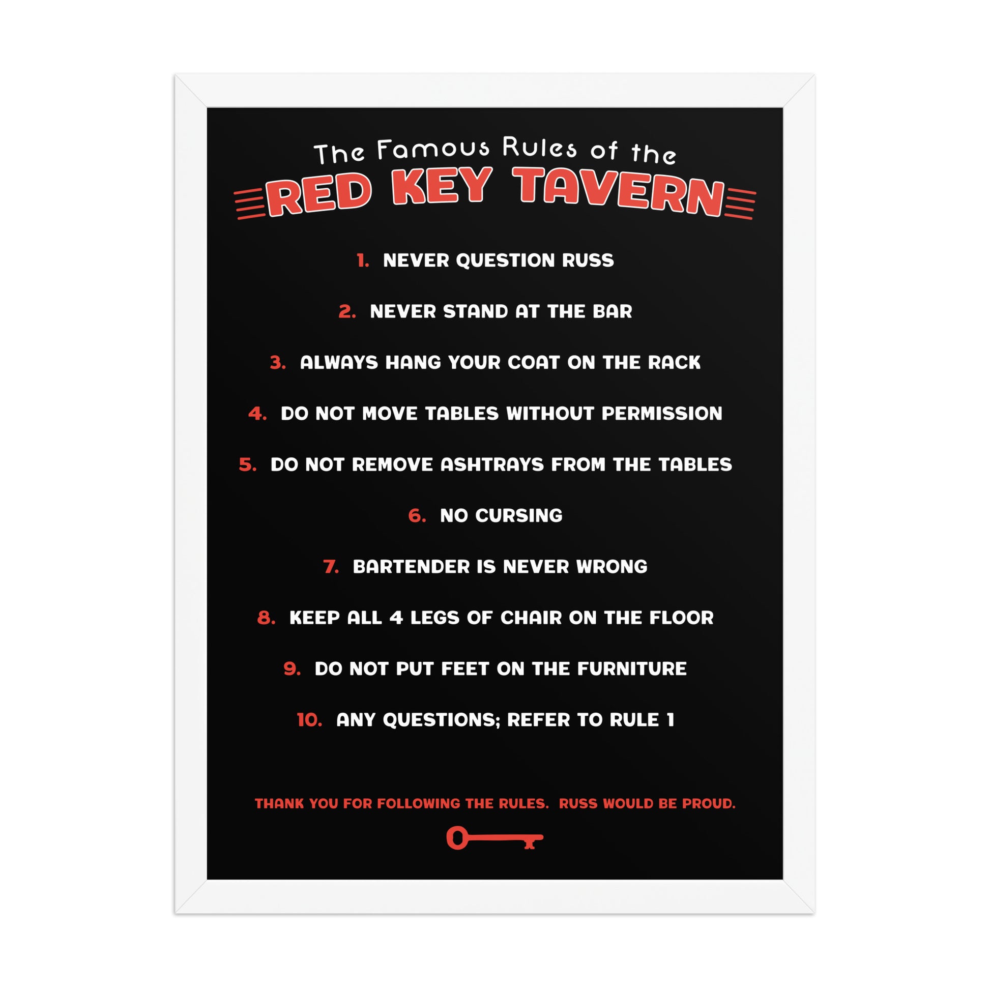 Red Key Rules Poster - United State of Indiana