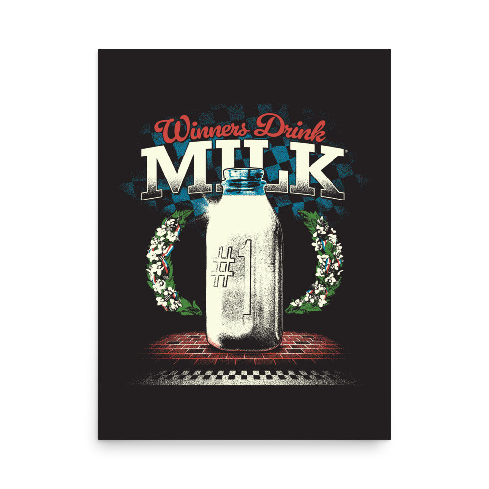 Retro Winners Drink Milk Poster - United State of Indiana