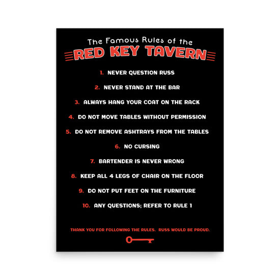 Red Key Rules Poster - United State of Indiana