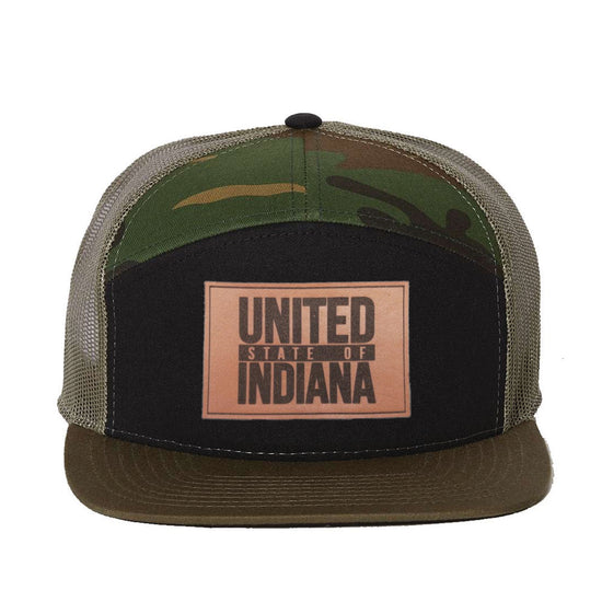 USI Leather Patch Trucker Cap - United State of Indiana