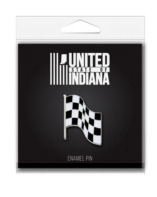 Checkered Flag Enamel Pin - United State of Indiana: Indiana-Made T-Shirts and Gifts