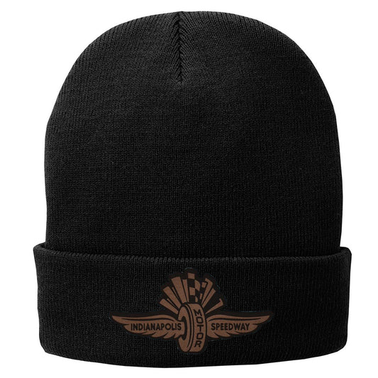Leather Winged Wheel Beanie