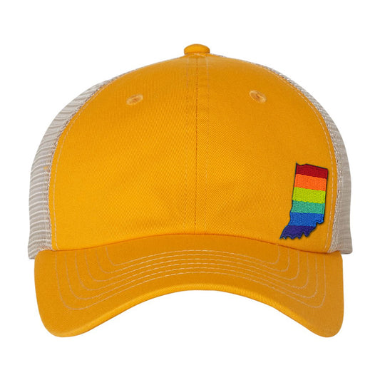 Rainbow State Mesh Trucker Cap - United State of Indiana
