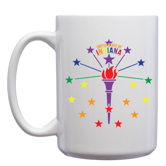 Rainbow Torch and Stars Mug - United State of Indiana