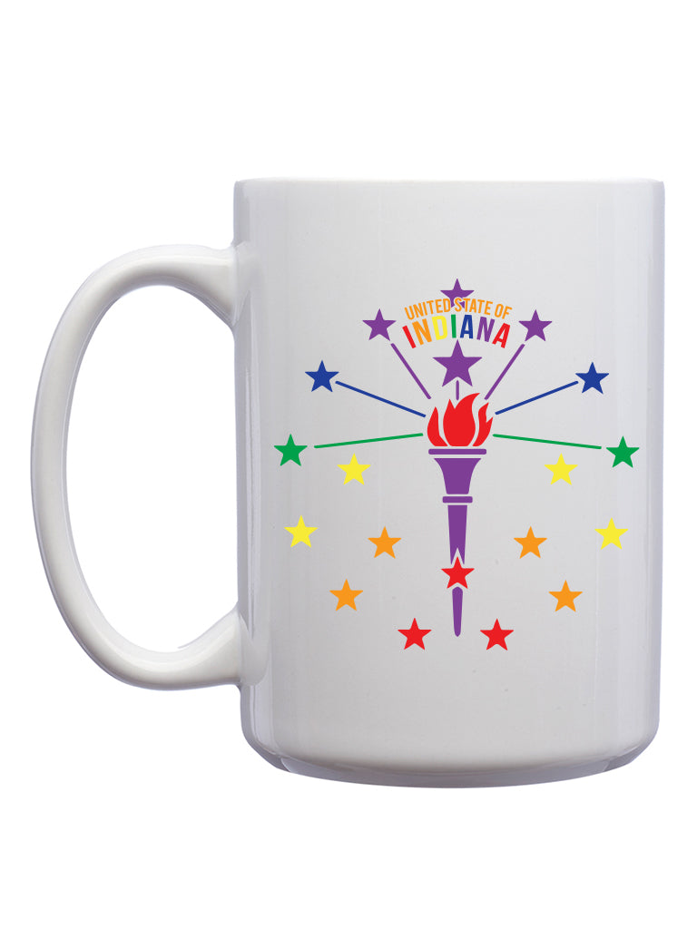 Rainbow Torch and Stars Mug - United State of Indiana