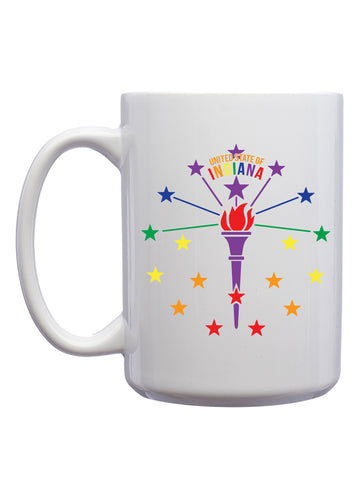 Rainbow Torch and Stars Mug - United State of Indiana