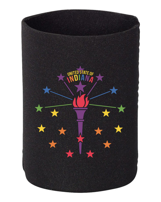 Rainbow Torch & Stars Coozie
